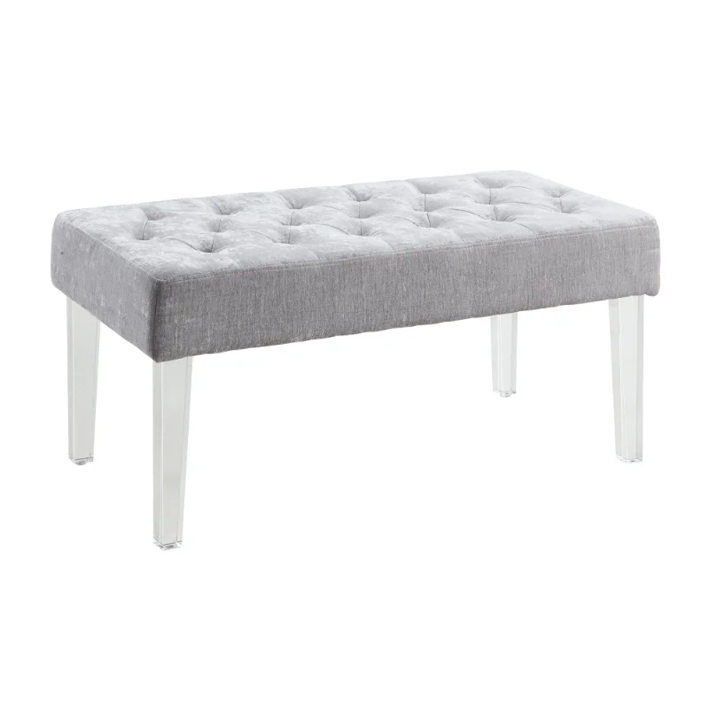 

Linon Ella Tufted & Upholstered Bench, Gray