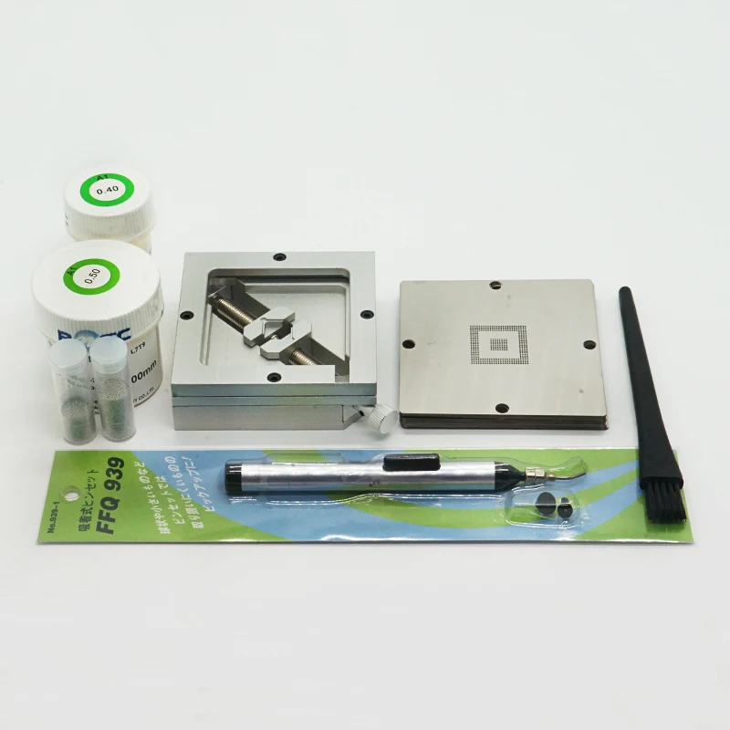 

BGA Reballing jig-HT-90-silvery Solder ball-PMTC-0.40MM- tin bottle 250K vacuum suction pen-FFQ-939 Tool Kit