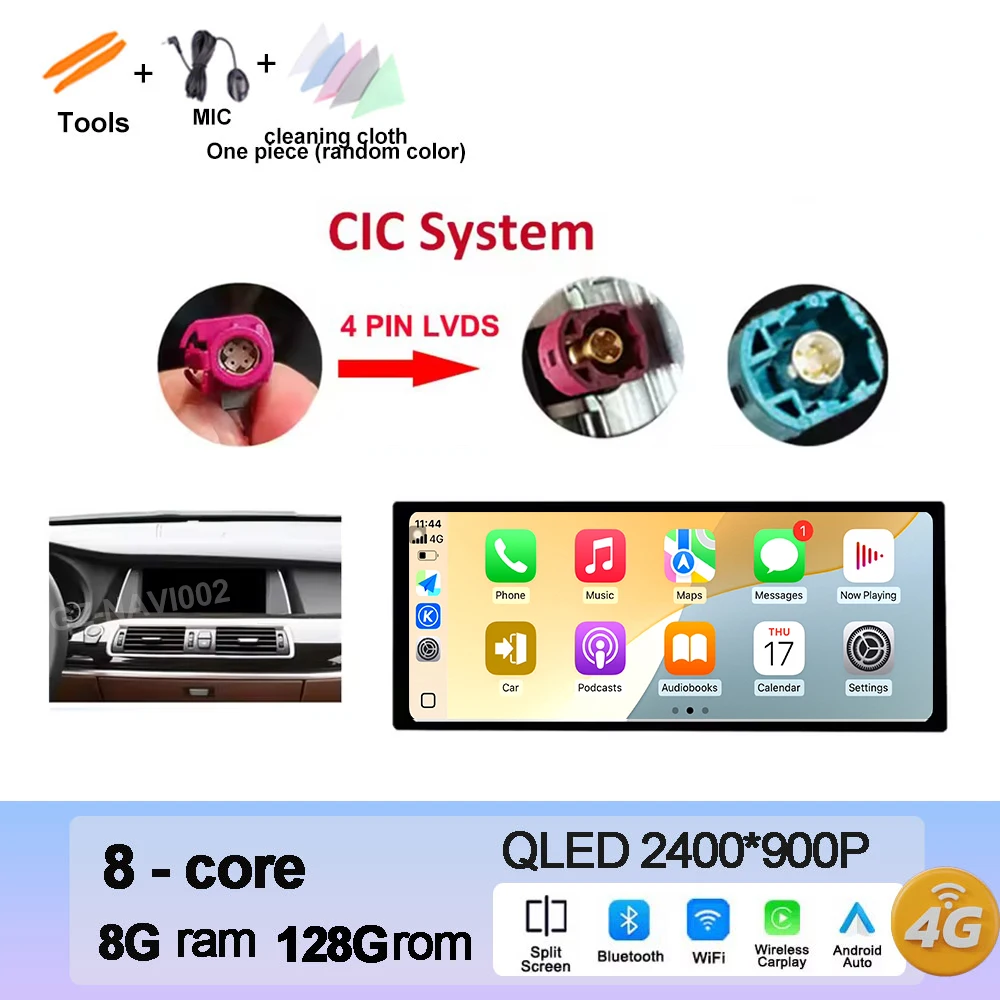 

BT GPS Android 15 для BMW 5 серии F07 GT 2010-2018 Система CIC/NBT Автомобильное видео Мультимедиа Беспроводной Carplay DSP Инструменты BT