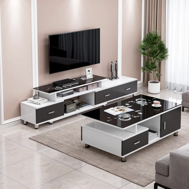 Tea table TV cabinet set Modern living room Light luxury sma