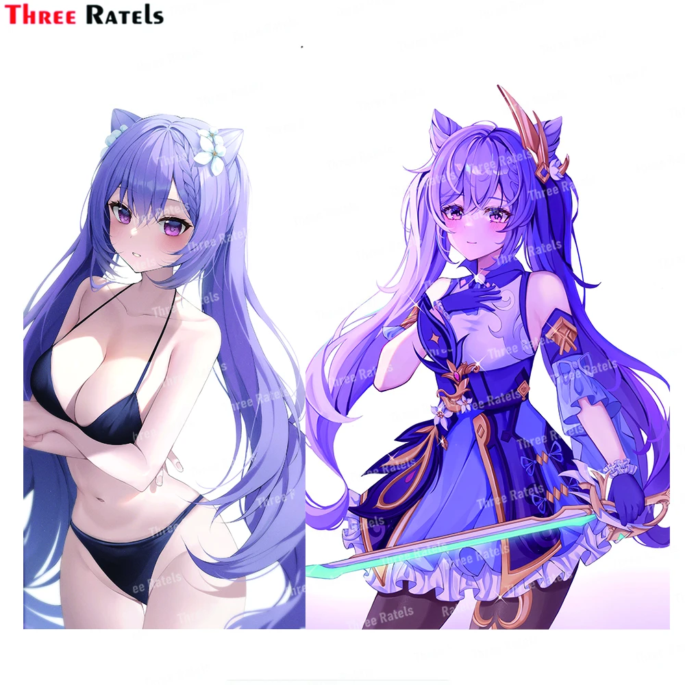 Ударные наклейки Three Ratels I878 Keqing Genshin для комнаты, украшение для стен и туалетного зеркала, виниловые наклейки