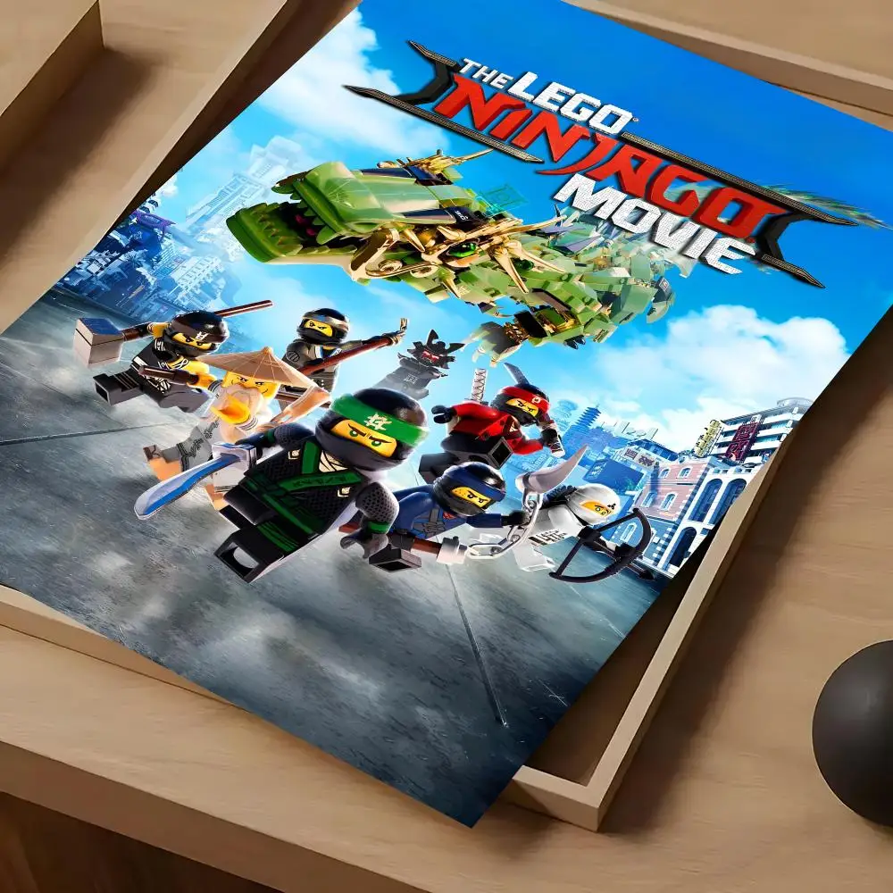 Фото Крутой постер L-LEGOs Cartoon N-Ninjago, самоклеящаяся водонепроницаемая бумажная наклейка для кофейни, бара, декора стен комнаты №4