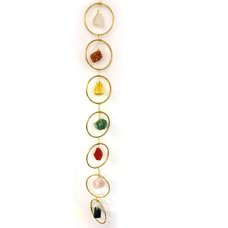 

Raw Crystal 7 Chakra Gemstone Wall Decor - Meditation Hanging Decorative Gemstones Ornament Natural Reiki Spiritual