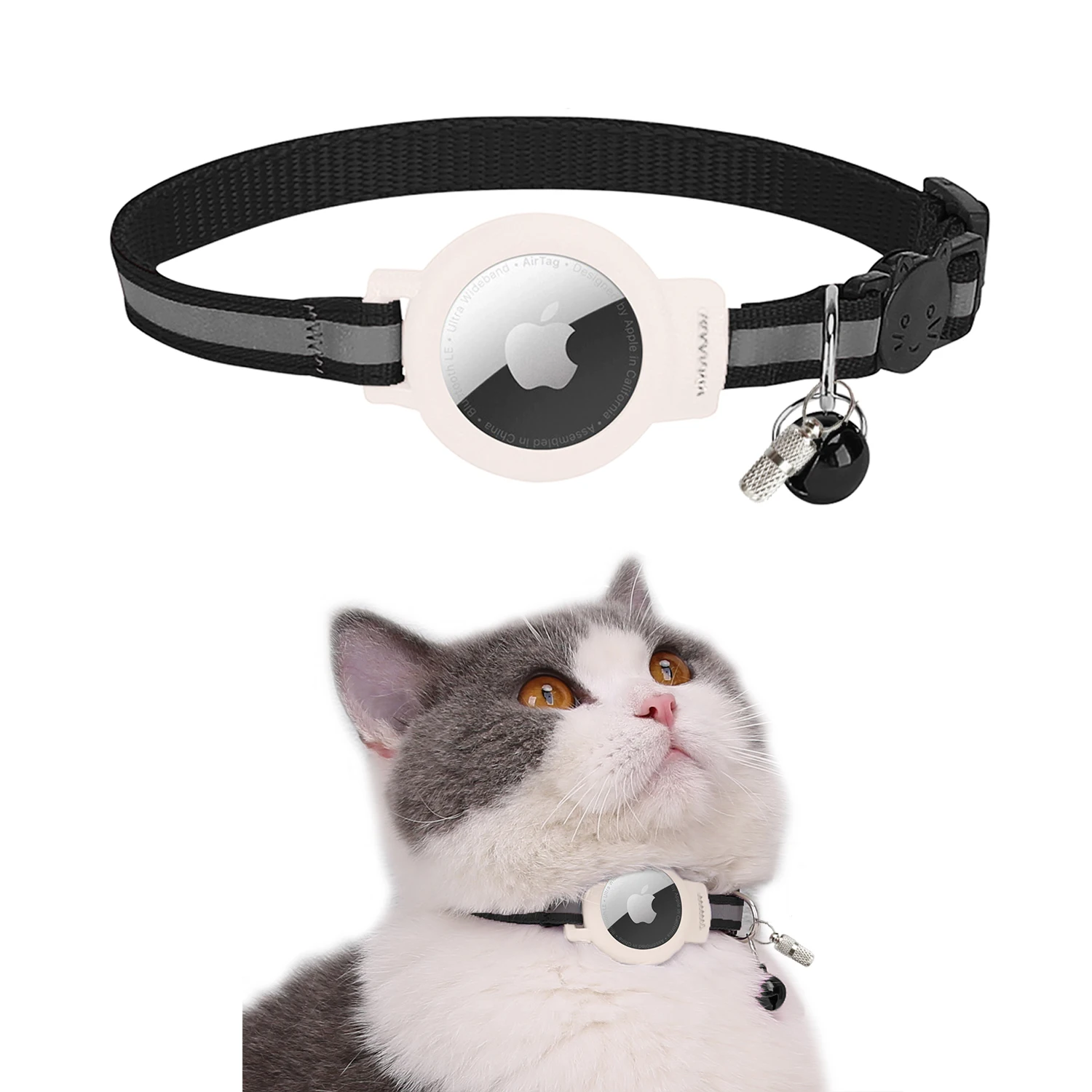 

For Airtag Tracker Cat Collars With GPS Positionable Reflective With Bell Pet Locator Necklaces Cats Safe Anti-lost Accessories