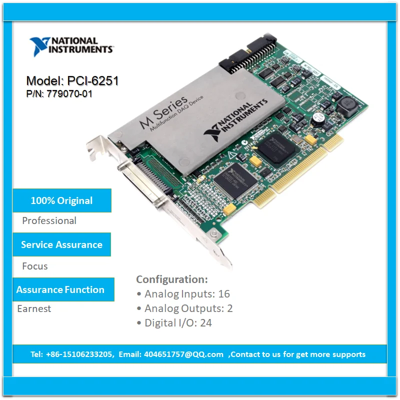 

NI PCI-6251 779070-01 16-way AI (16, 1.25 MS/s), 2 road AO (2.8 MS/s), 24 road DIO multifunction PCI I/O devices