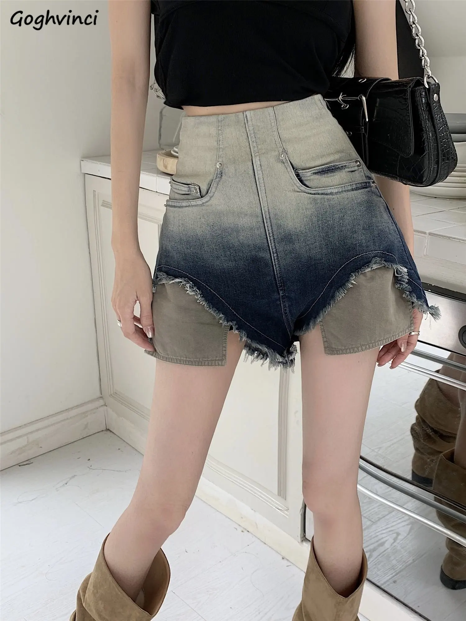 

Шорты женские в стиле пэчворк для отдыха, привлекательные, подходящие ко всему, для студентов, модная уличная одежда для отдыха, лето