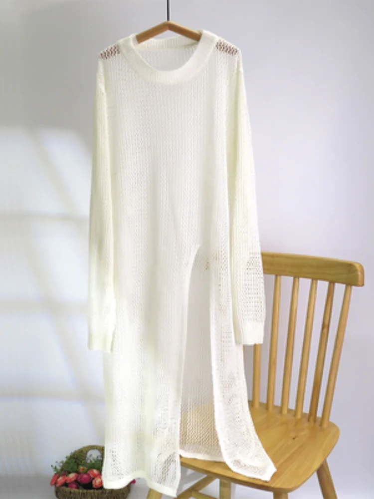 Женский однотонный пуловер с длинными рукавами цвет в ассортименте