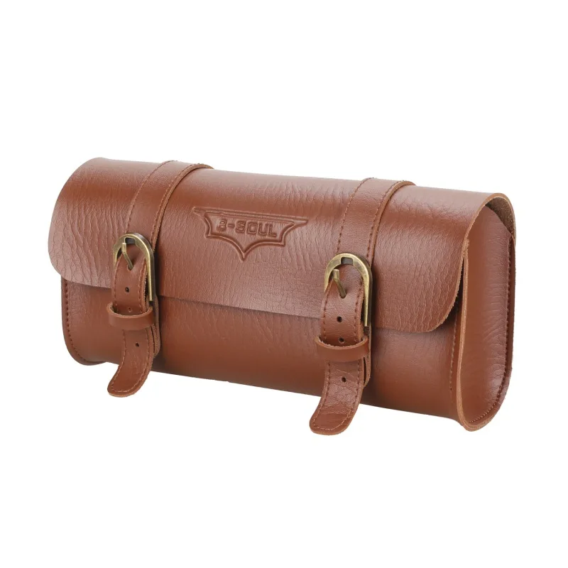 

B-SOUL New Vintage Bicycle Handlebar Bag Bicycle Tail Bag PU Leather Cycling Bag Saddle Pouch Tail Pannier Riding Bike Bag
