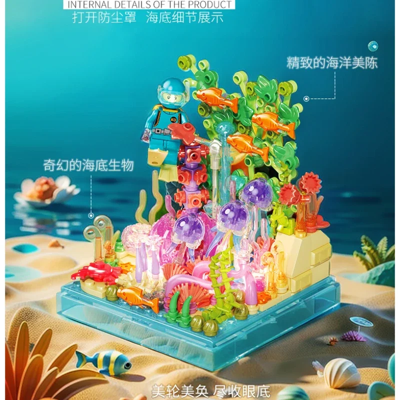 Unterwasserwelt Box Bausteine Monannu Spielzeug Raum Modell Orn Sog teksto LRTisches Kleine Xochen Sammlung