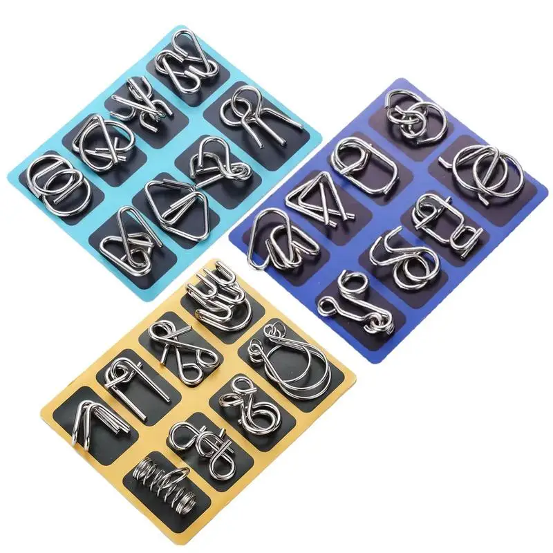 

Metal IQ Puzzle Set 8 Pcs Brain Teaser Metal Wire Puzzles Magic Trick Toy Mind IQ And Logic Test And Handheld Disentanglement