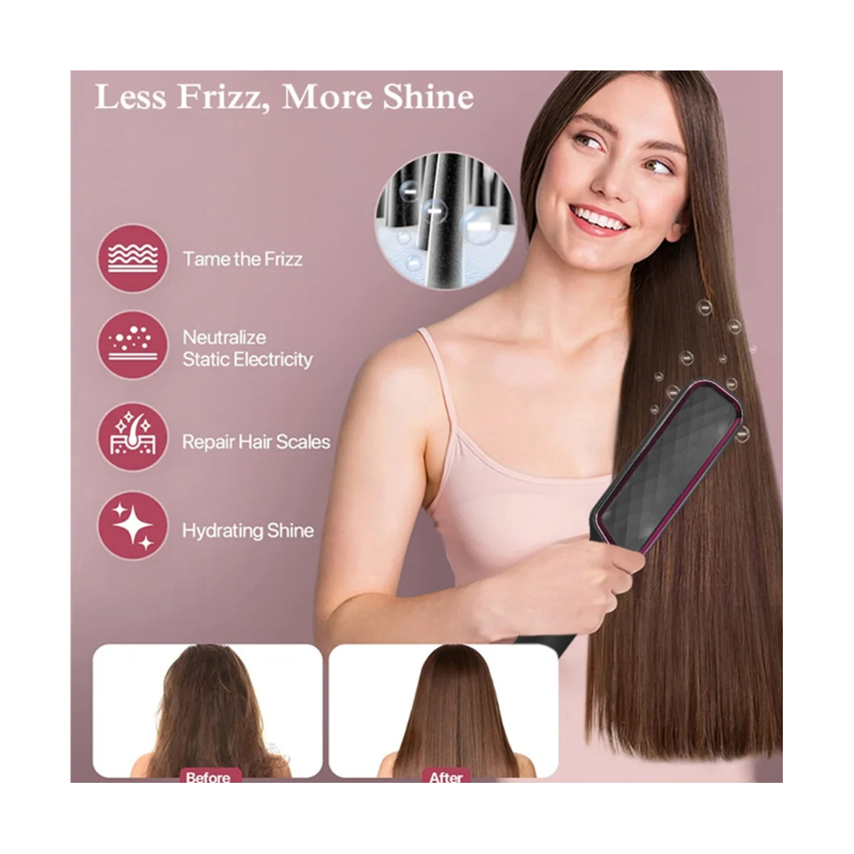 

2-In-1 Electric Straightening Comb Straight Hair Straightener Comb Negative Anti-Scalding Curling Iron Styler UK Plug-A