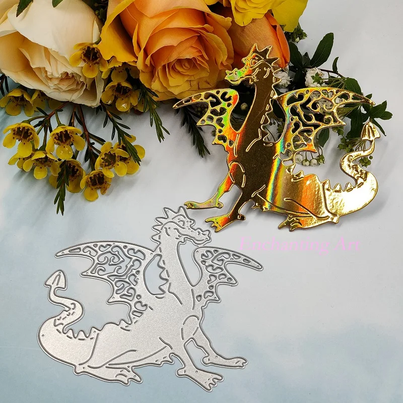 

Металлический трафарет с изображением драконов для рукоделия, декоративное тиснение