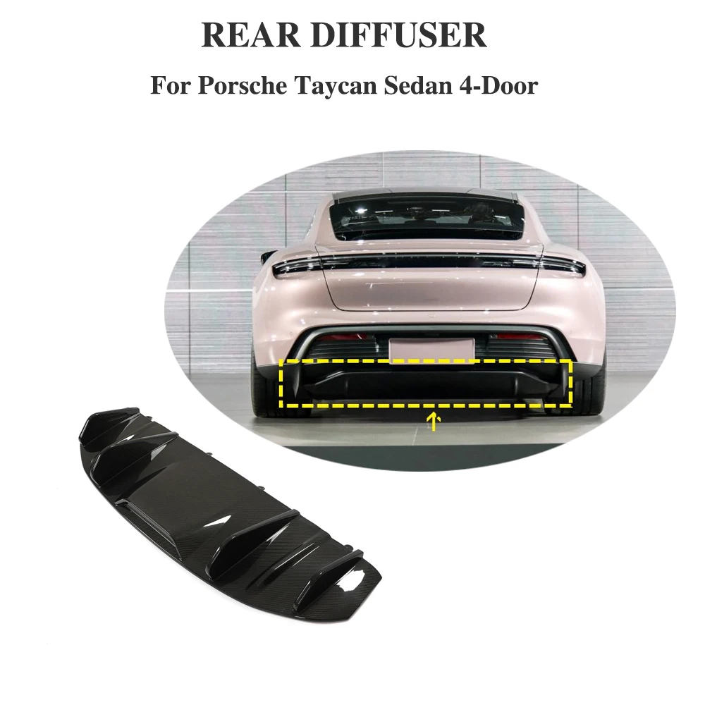 

Car Rear Bumper Lip Diffuser Spoiler for Porsche Taycan Sedan 4 Door 2019-2021 Dry Carbon Fiber