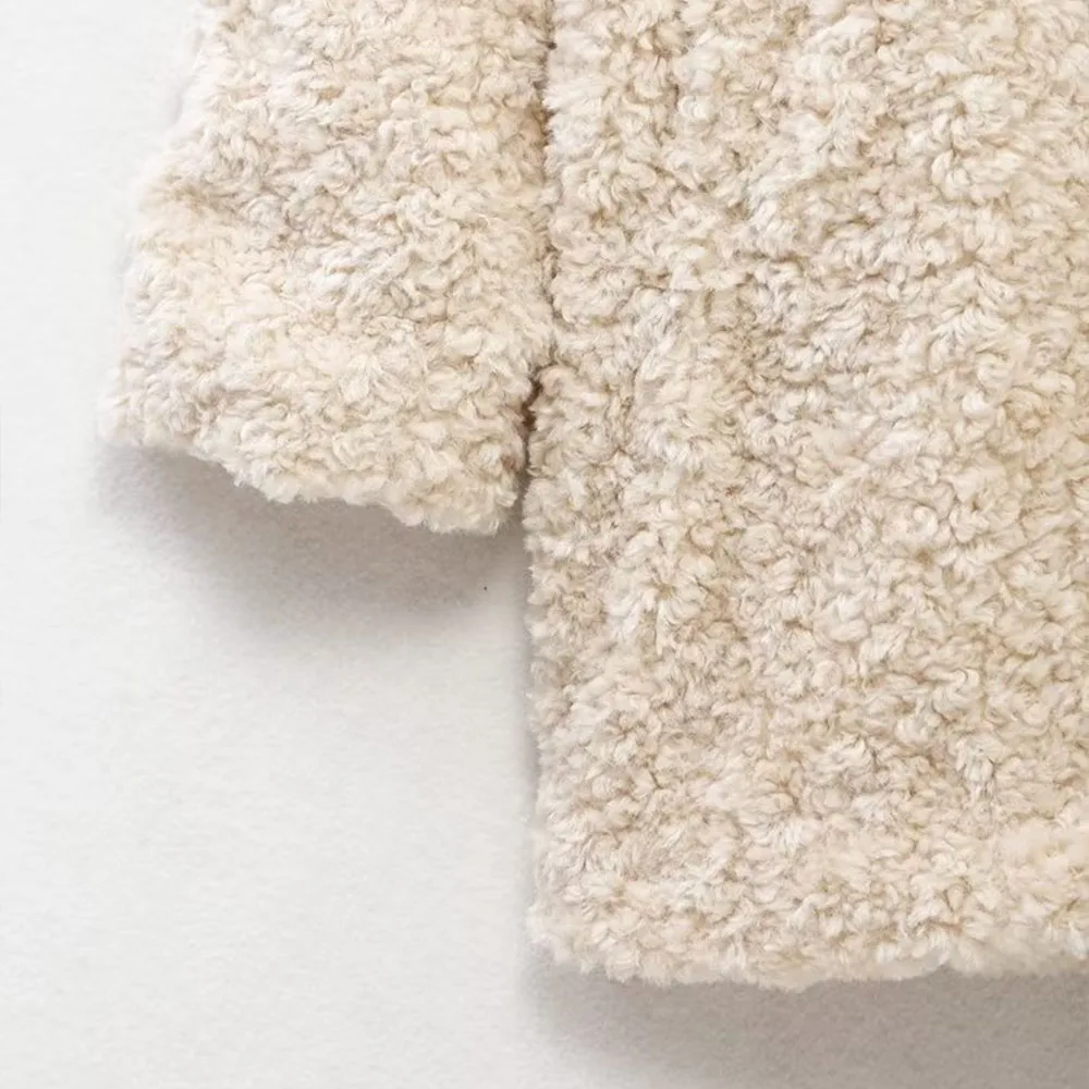 BER&OYS&ZA 2022 autumn winter new women's vintage lapel temperament versatile artificial fur effect coat warm coat