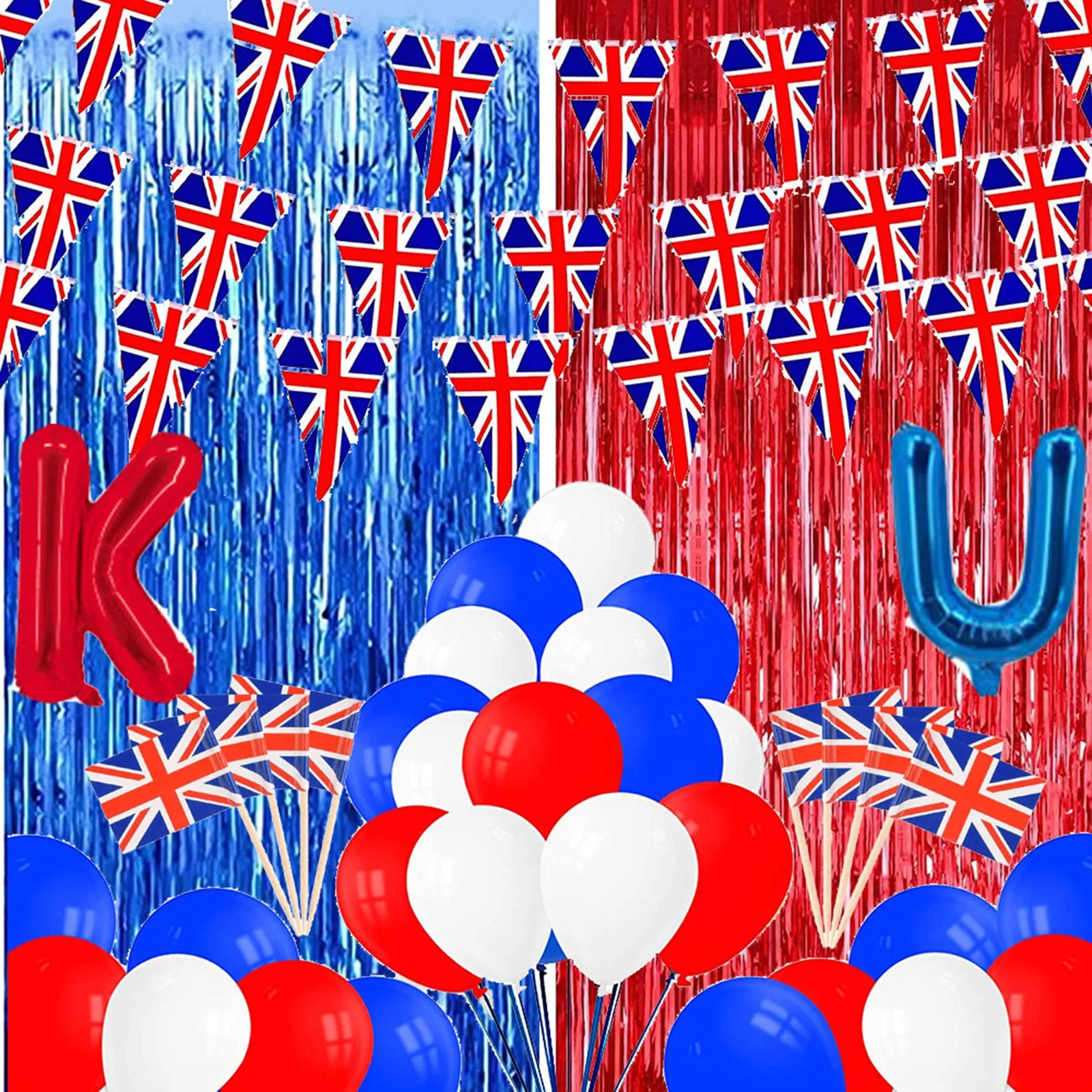 

Флаг, украшение для вечевечерние, флаг из фольги Великобритании, баннер для воздушных шаров, Натяжной флаг, украшение для торта, платья для ж...