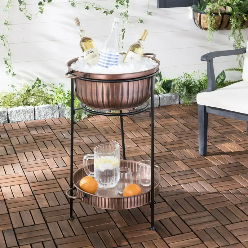 

Naka 2 Tier Outdoor Copper Beverage Tub with Stand