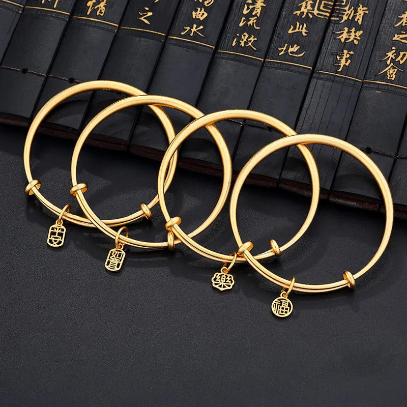 

Ancient Law Inheritance Female Ii Huantui Pull Fu Brand Peace Solid Frosted Matte Bracelet