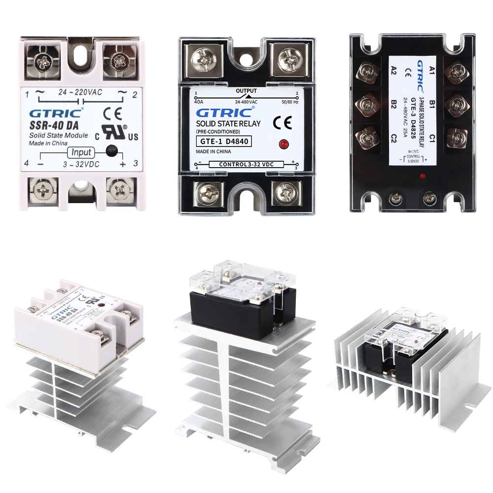 Твердотельное реле GTRIC SSR-25DA SSR-40DA SSR-80DA, вход DC-ACAC-AC 3-32В DC, выход 24-480В AC, однофазный релейный модуль (art.: 3920d805287fb) - 3920d805287fb