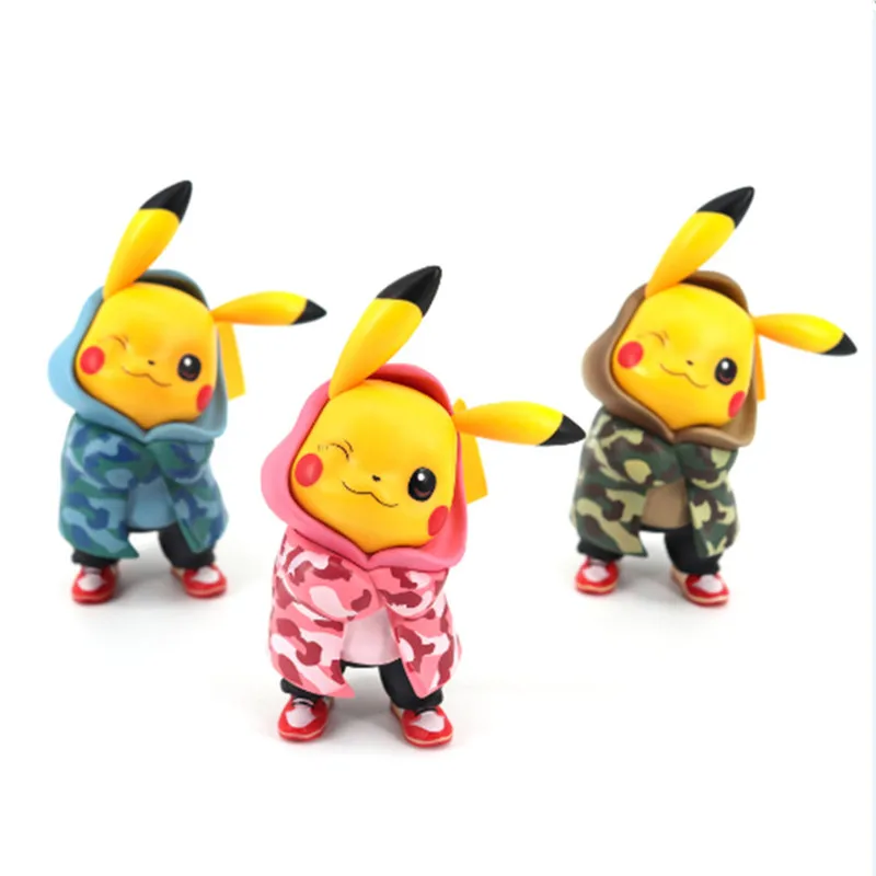 

Pokemon Kawaii Camouflage Pikachu Action Figure Anime Cosplay Pocket Monsters Model Surprise Toys For Kids Boy Girl