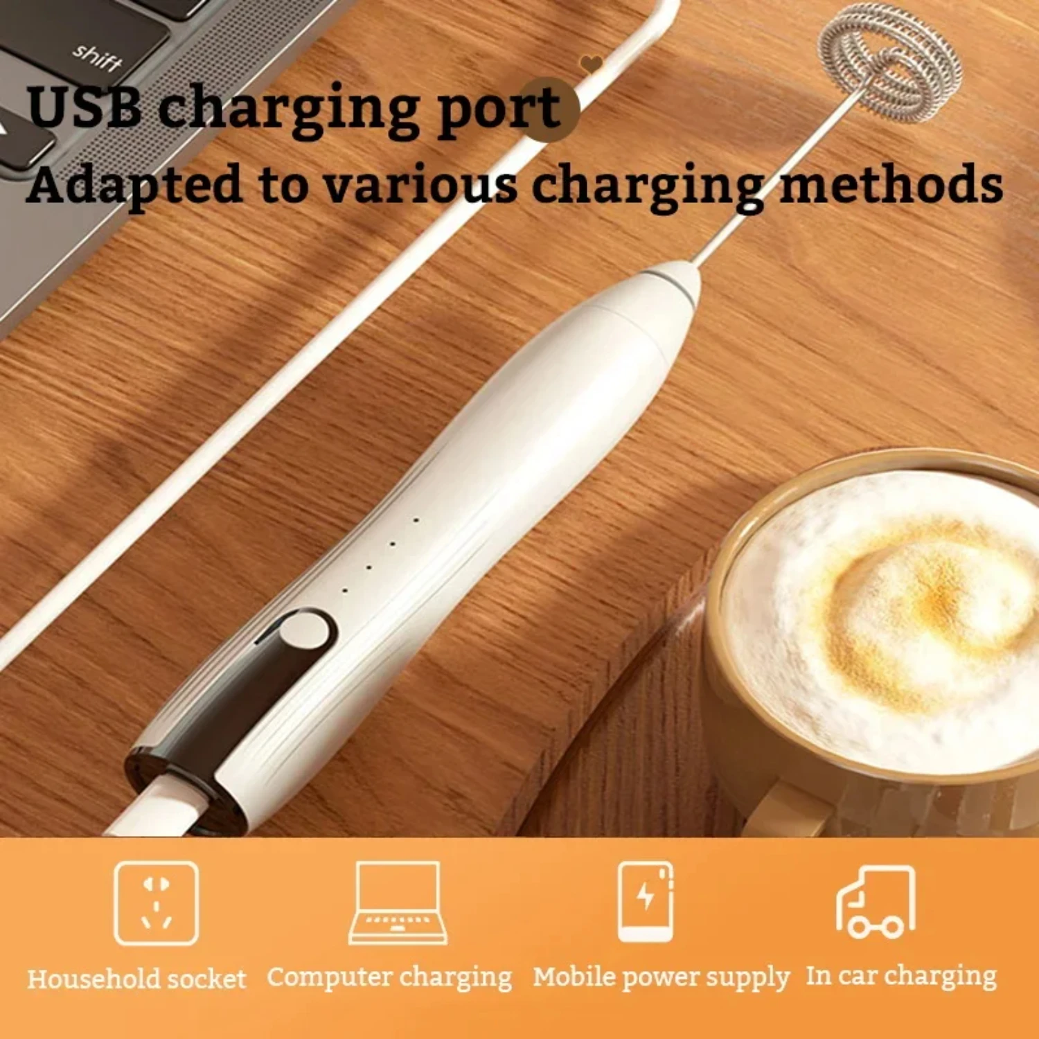Перезаряжаемый USB-перезаряжаемый миксер для вспенивания молока кофе крема