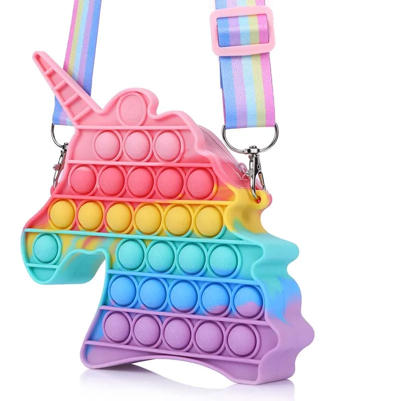 

Pop Purse for Girls，Unicorn Pop Shoulder Bag Fidget Toys, Decompression Sensory Push Bubble Fidget Toy Stress Relief