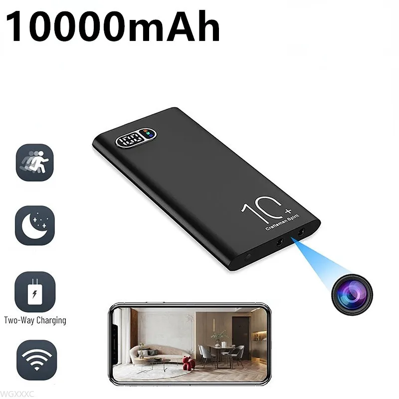 

Внешний аккумулятор 10000 мАч, мобильный удаленный Wi-Fi HD-видеокамера ночного видения, внешний аккумулятор P2P, поддержка скрытой TF-карты