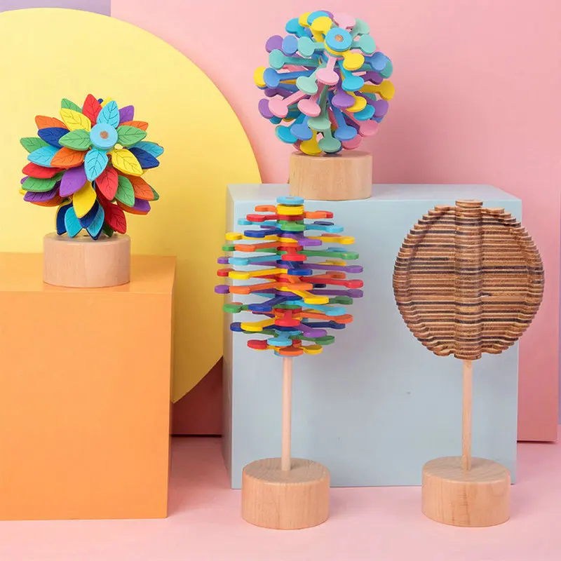 

Детские деревянные игрушки Fibonacci, головоломка, вращающаяся игрушка-леденец, веселая игрушка для взрослых, игрушка-бревна для декомпрессии, ...