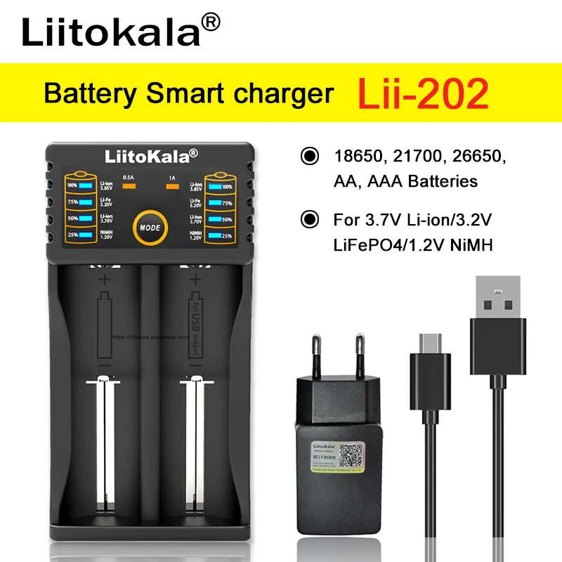 

Зарядное устройство Liitokala для аккумуляторов 18650 3,7 в/3,2 В/3,85 В/1,2 в 18350 18500 21700 26700 26650 AA AAA SC NiMH li-ion