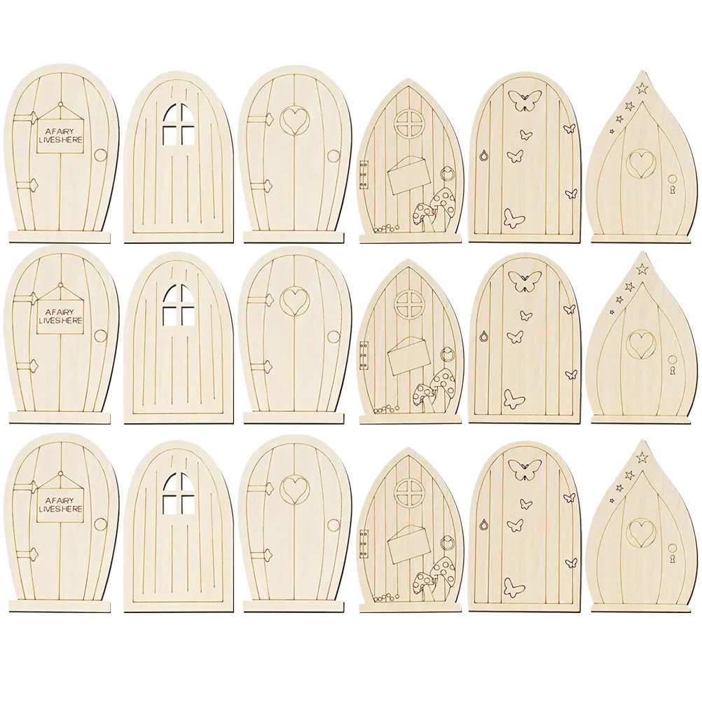 

Unfinished Wooden Cutouts Micro Landscape Fairy Gate Slices DIY Crafts Material