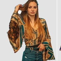 fashion women blouses 2022 elegant positioning print long sleeved shirt holiday style cider