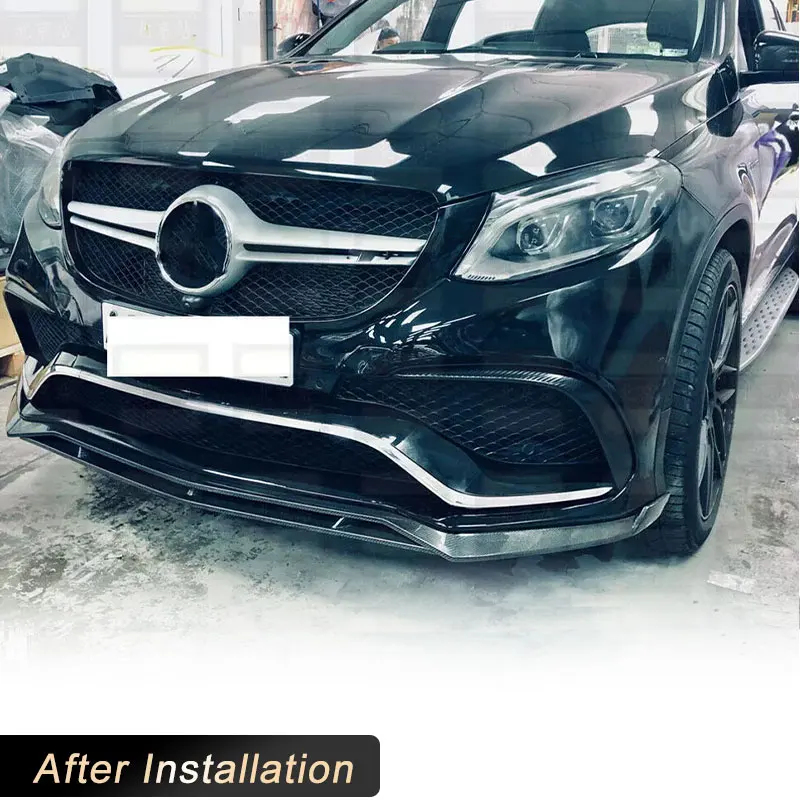 Фото Автомобильный передний бампер, спойлер для Mercedes Benz GLE Class C292 GLE63 AMG 2015-2018, фартук на подбородок, сплиттер из углеродного волокна FRP №3