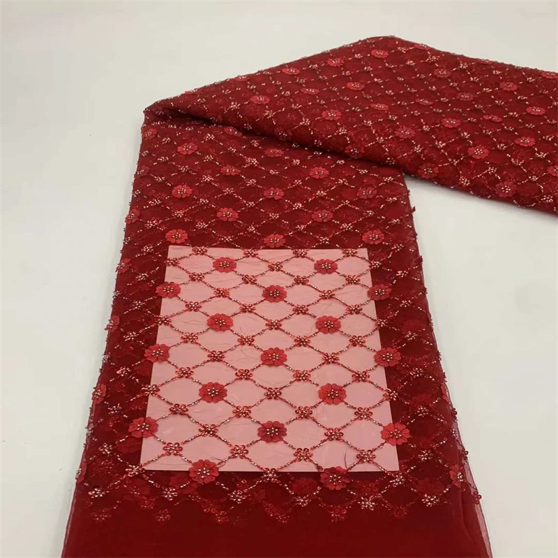 2023 элегантная кружевная ткань с бусинами и блестками Высококачественная