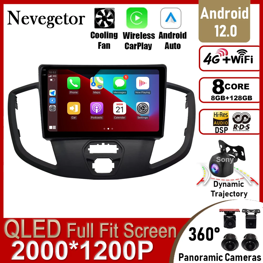 

Android 12 For Ford Transit 2015 Car Radio Stereo DSP Multimedia Video Player Navigation 4G WiFi Autoradio No 2Din DVD Carplay