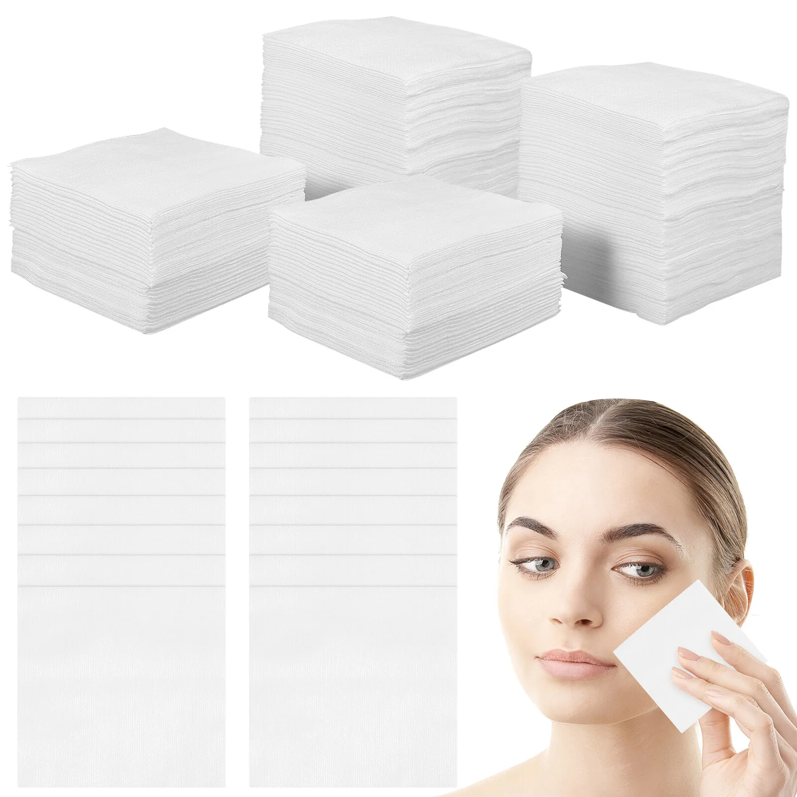 

200 Pcs Face Stuff Cleaning Pad Makeup Remover Pads Square Cotton Rounds Tools Cushion Facial White
