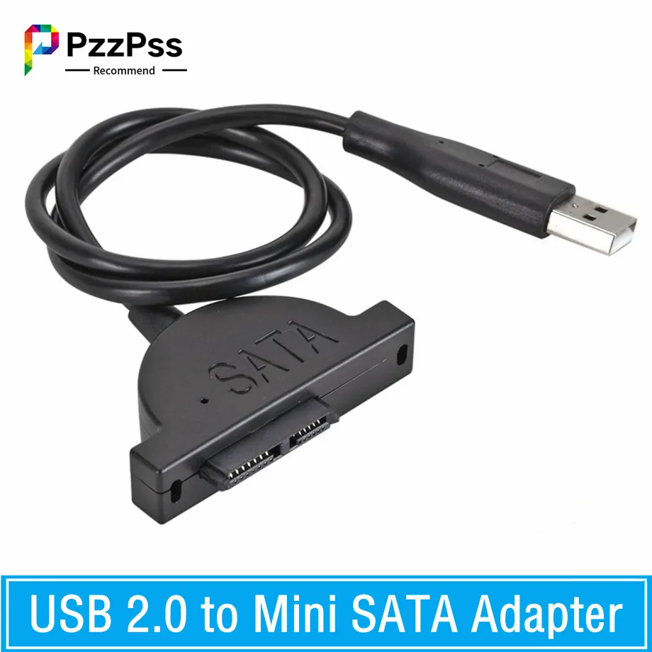 

PzzPss USB 2.0 to Mini Sata II 7+6 13Pin Adapter For Laptop CD/DVD ROM Slimline Drive Converter Cable Screws Steady Style