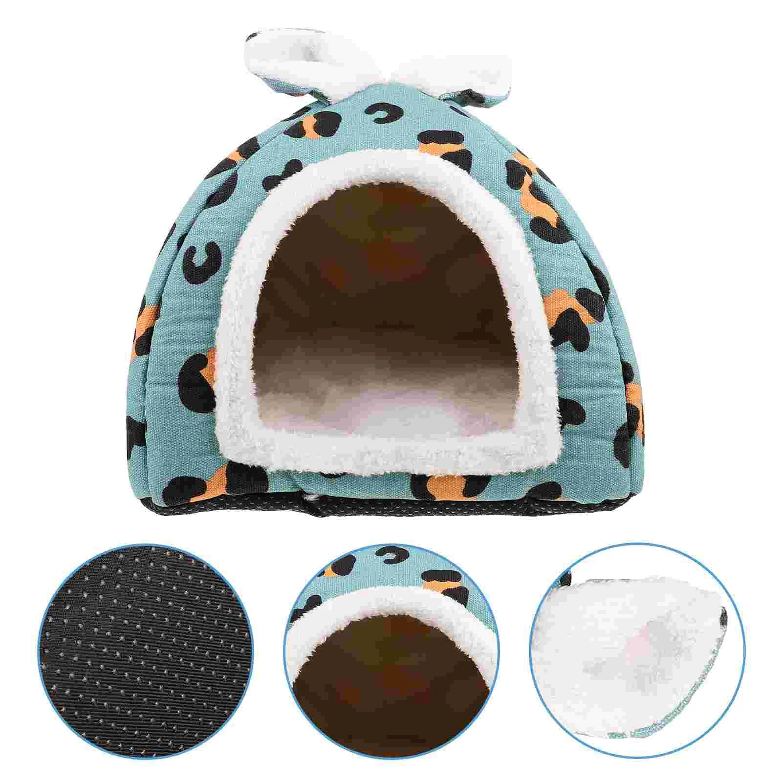 

Leopard Print Hamster Nest Guinea Bed Hideout Small Animal Bed Warm Sleeping House
