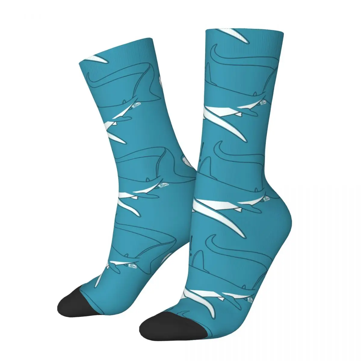 

Funny Crazy Compression Sock for Men Thresher Hip Hop Harajuku Personality Shark Ocean Ferocious Pattern Printed Boys Crew Sock