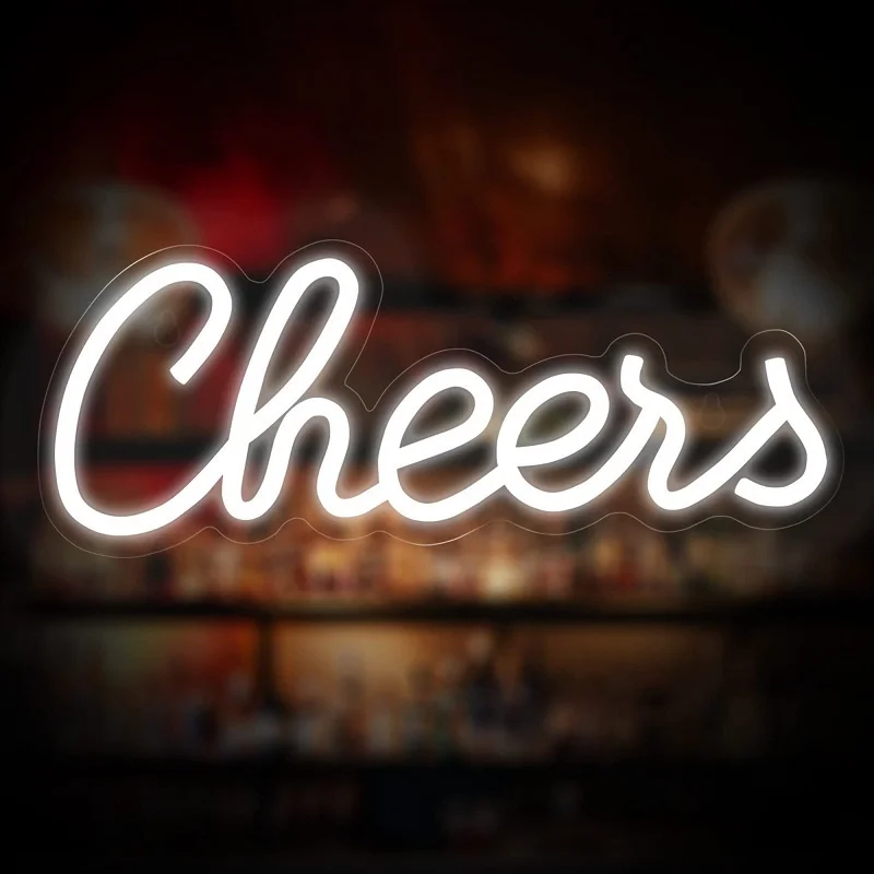 

Светодиодная неосветодиодный вывеска Cheers, декоративный неоновый светильник для комнаты, домашний декор для комнаты, праздничное украшение...
