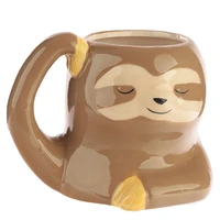 cute animal shape mug sloth closed eyes ceramic cup office personality animal coffee milk cup lion tiger cup