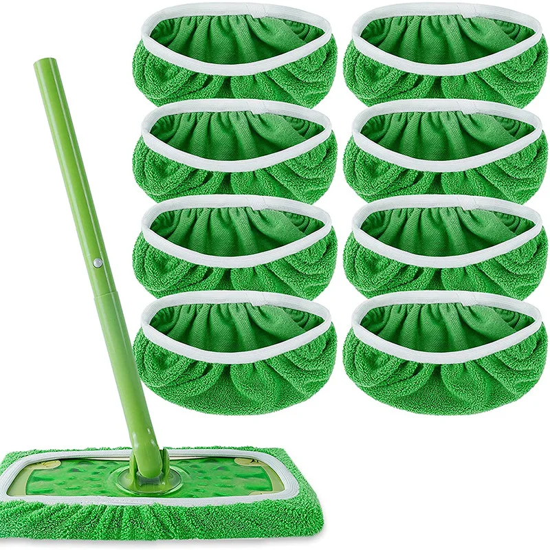 

Thickened Flat Mop Cloth Coral Fleece/Microfiber Replacement Rotating Mop Cloth Cover Cleaning Pad for Bathroom Dry Wet Dual-use