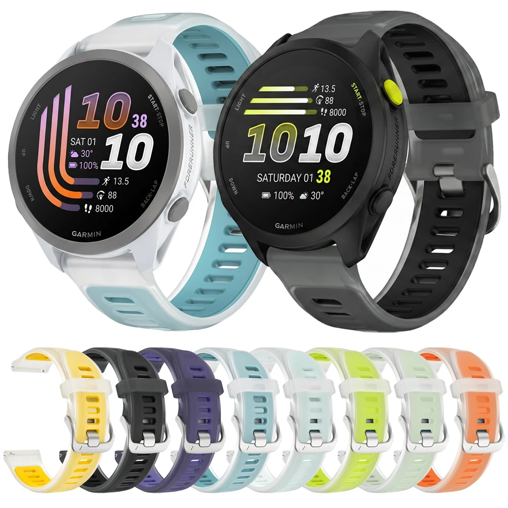 Фото Полупрозрачный двухцветный спортивный силиконовый ремешок для Garmin Forerunner 70 170 Music 570 255 165 265S/Vivoactive 6 5/Venu 4 3 Plus №1