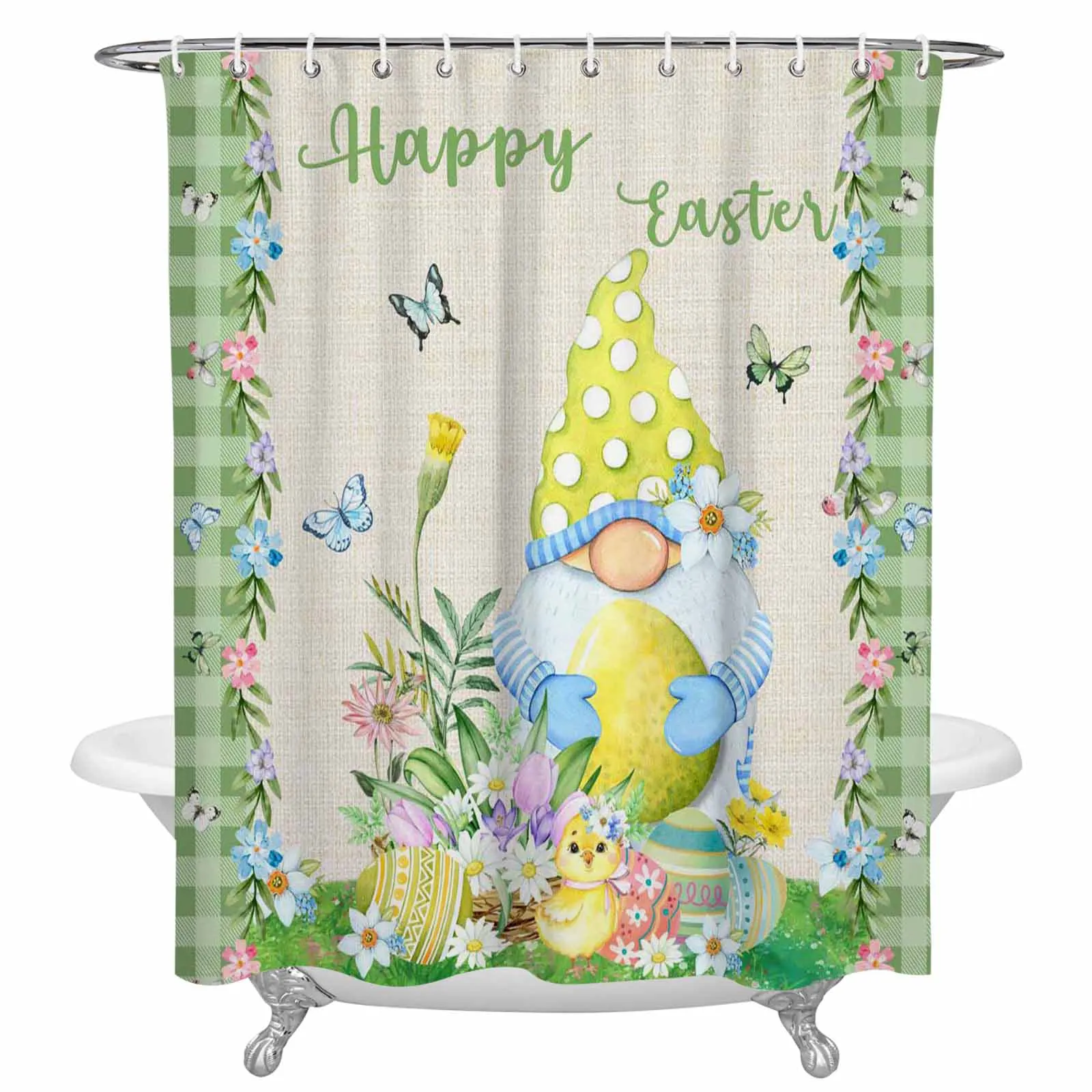 

Пасхальный кролик яйцо цветок бабочка душевая занавеска s Водонепроницаемая занавеска для ванной из полиэстера занавеска для ванной Декор