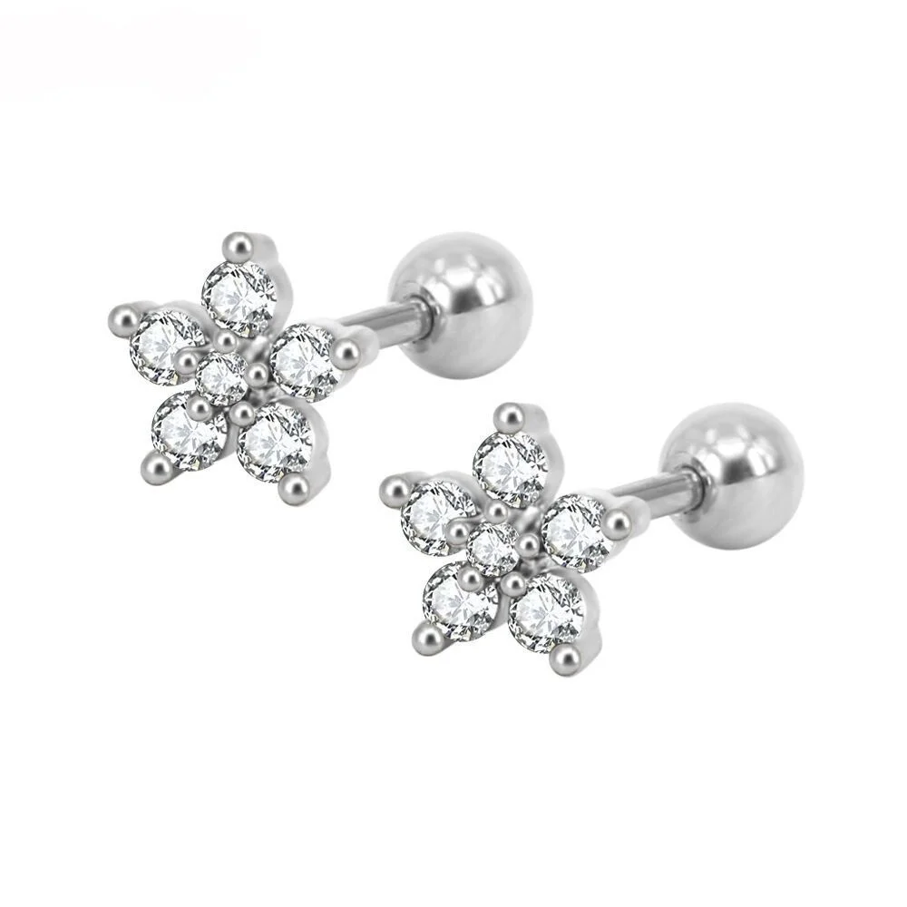Delysia King Women Zircon Flowers Stud Earrings Simple and Stylish Jewelry