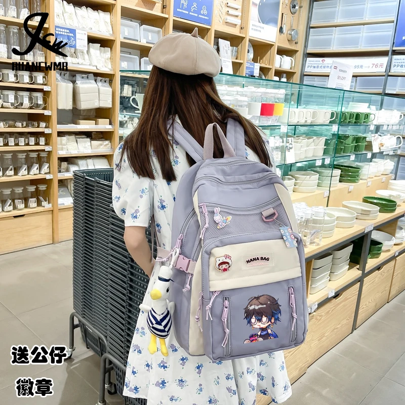 

VTuber Group Luxiem Ike Mysta Vox Luca Shu Cute Japanese Cartoon Unisex Fashion School Backpack Student Bag for Kids Teenagers 6