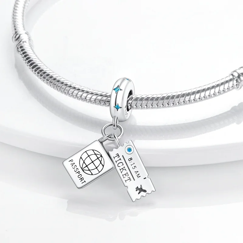 Дорожная сумка из серебра 925 пробы оригинальная Паспортная Подходит для Pandora pearl
