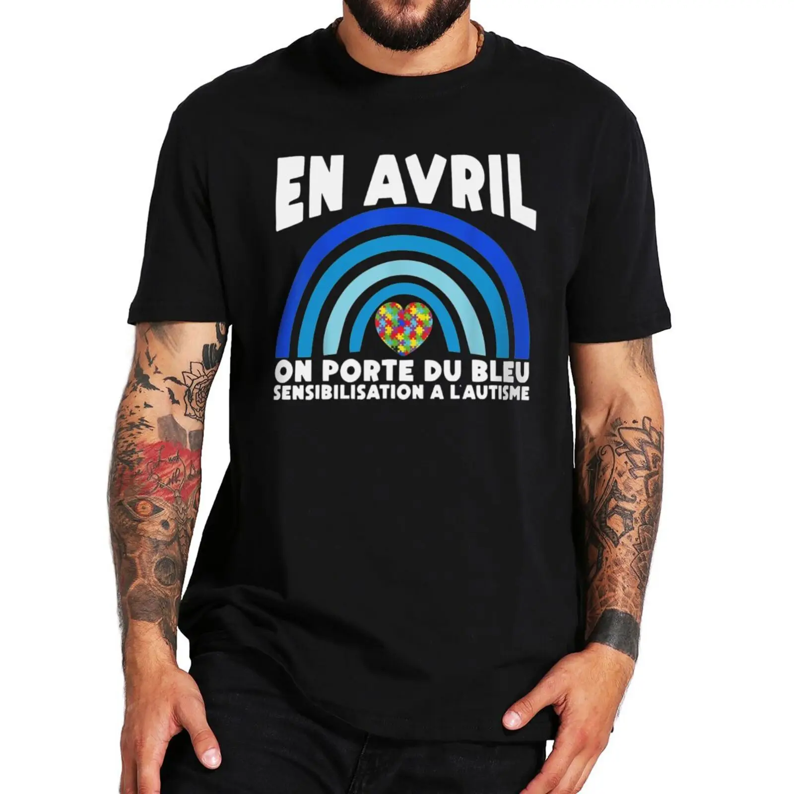 

En Avril On Porte Du Bleu T Shirt Color Autism Gift Autistic Idear T-Shirt Premium Sumemr Soft 100% Cotton Casual Tshirts