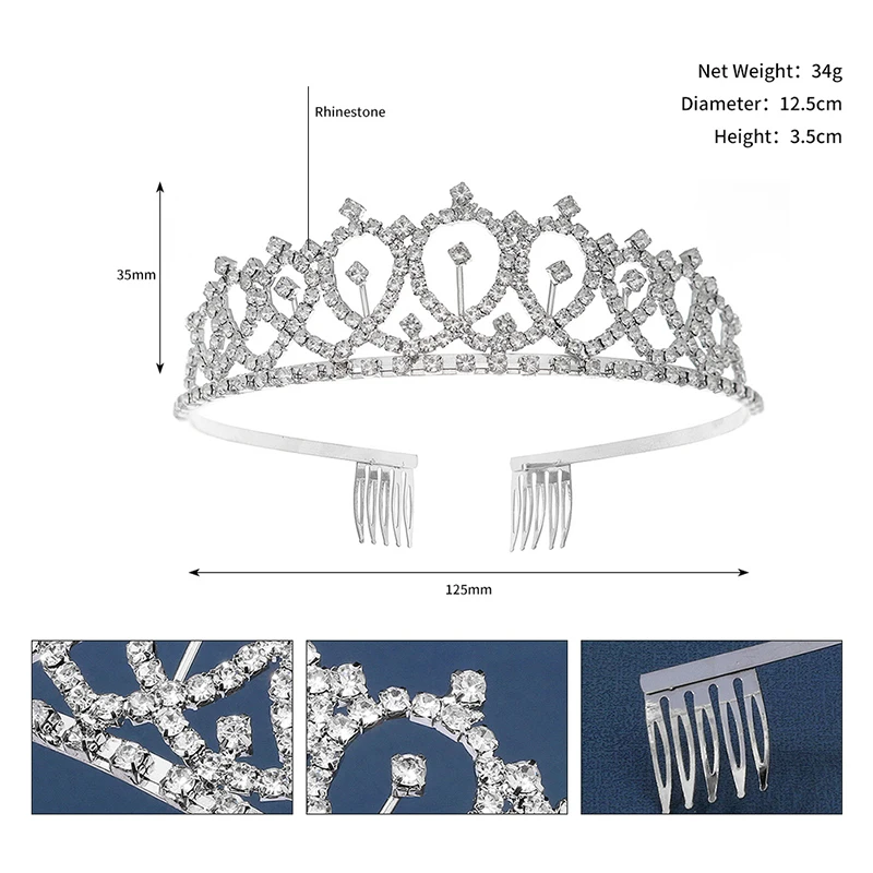 Женская Серебряная Свадебная Повязка Для Волос С Искусственными Кристаллами