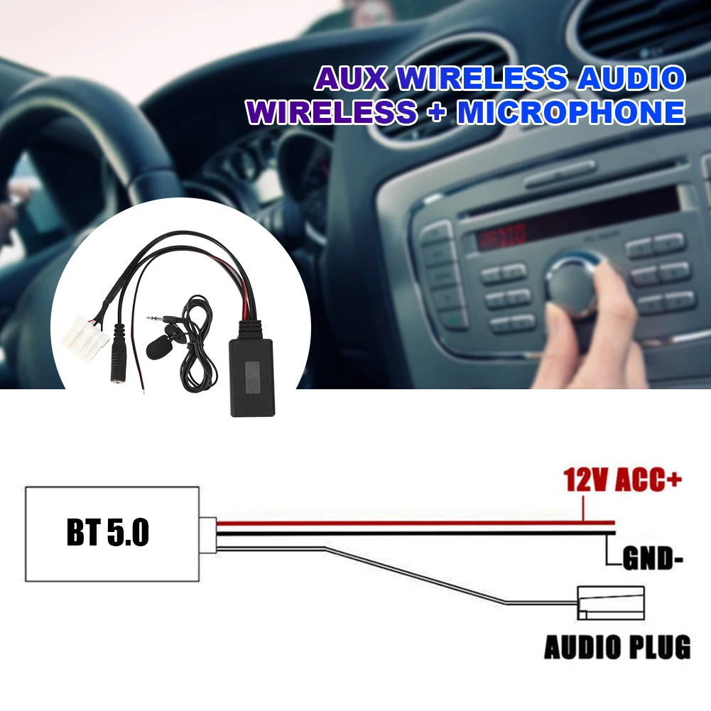 Фото Автомобильный Bluetooth-совместимый AUX-адаптер, Bluetooth-совместимый беспроводной радио-стереоадаптер 5-12В для Mazda RX8 MX5 2 3 5 6 №3