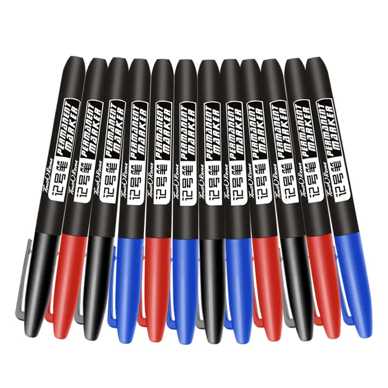 6pcs/set 1.5mm Oily Permanent Marker Pen Waterproof Black/Blue/Red Ink Crude Nib Marker Pens School Supplies Stationery images - 6