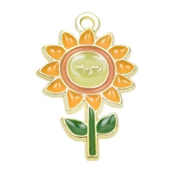 20pcslot cute colorful sun flower charms alloy drip oil pendant for necklace earrings bracelet jewelry making diy accessories